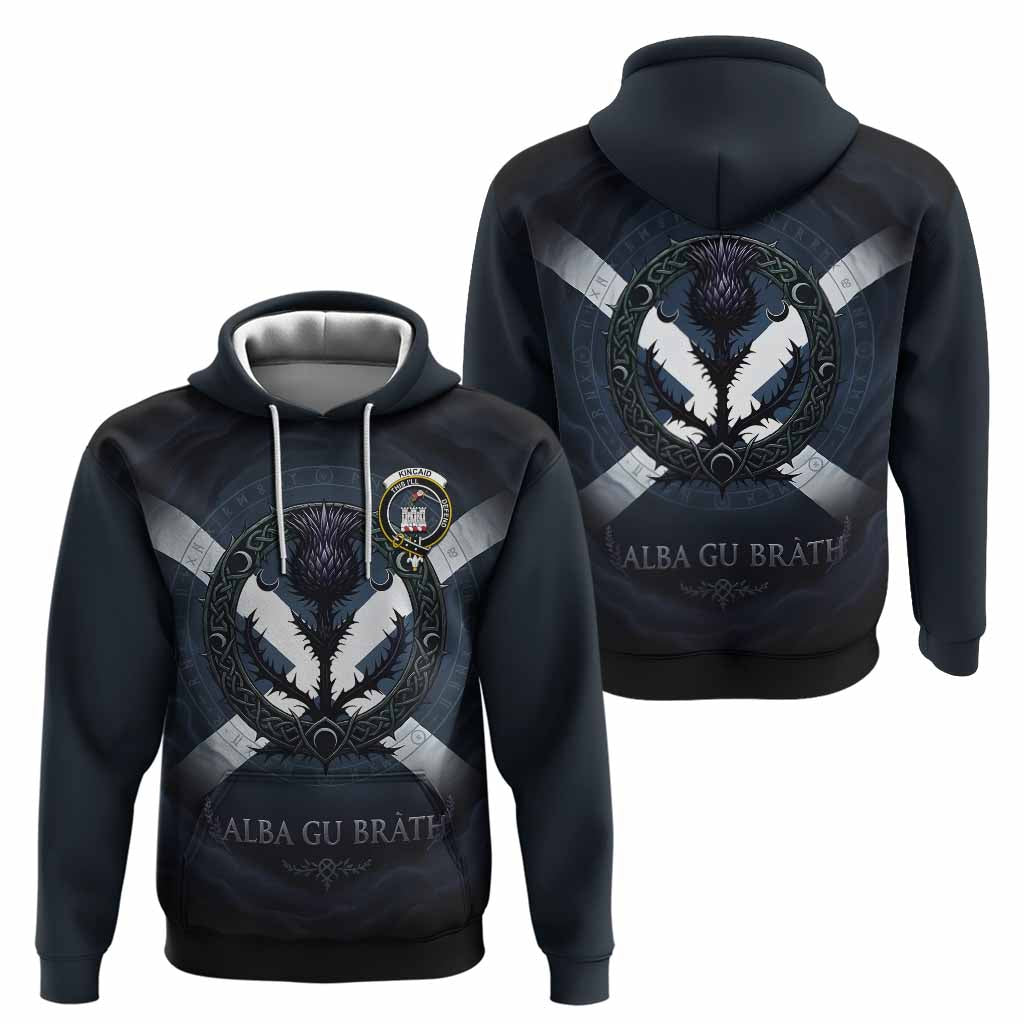 Kincaid Clan Crest Hoodie with Celtic Knot Thistle and Saltire