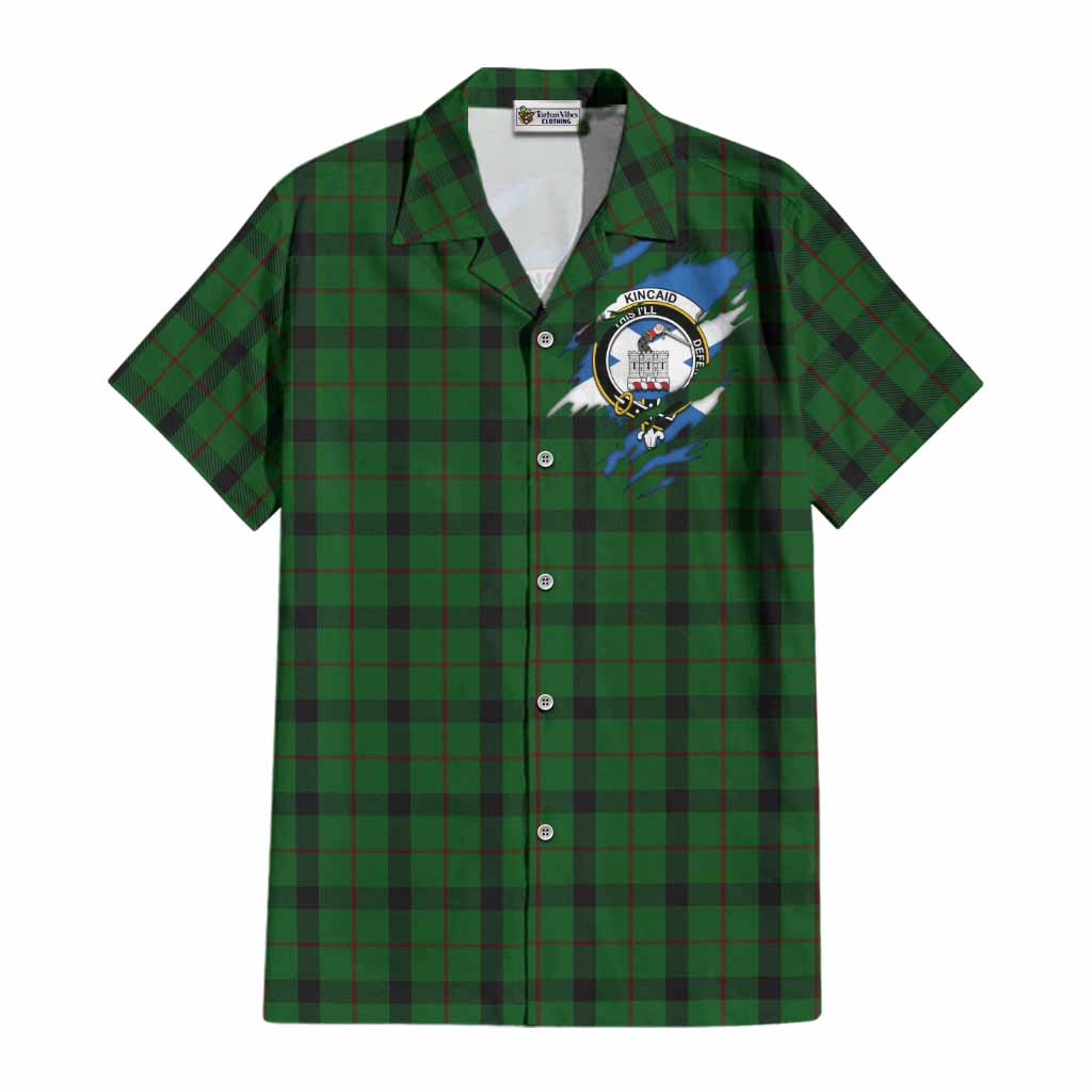 Kincaid Clan Crest In Me Tartan Cotton Hawaiian Shirt Scotland Flag Style