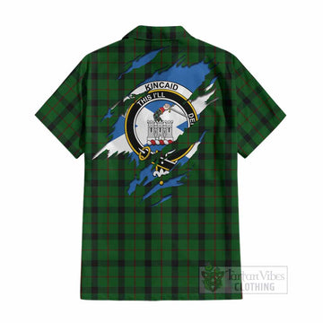 Kincaid Clan Crest In Me Tartan Cotton Hawaiian Shirt Scotland Flag Style