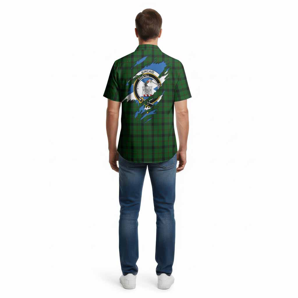 Kincaid Clan Crest In Me Tartan Cotton Hawaiian Shirt Scotland Flag Style