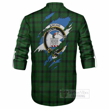 Kincaid Clan Crest In Me Tartan Ghillie Shirt Scotland Flag Style