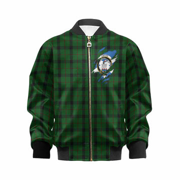 Kincaid Clan Crest In Me Tartan Kid Bomber Jacket Scotland Flag Style