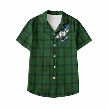 Kincaid Clan Crest In Me Tartan Kid Hawaiian Shirt Scotland Flag Style