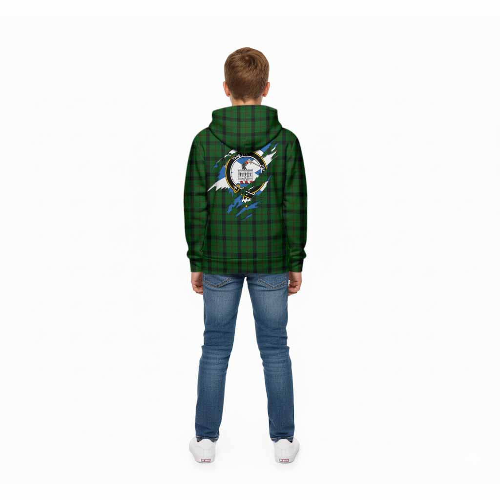 Kincaid Clan Crest In Me Tartan Kid Hoodie Scotland Flag Style