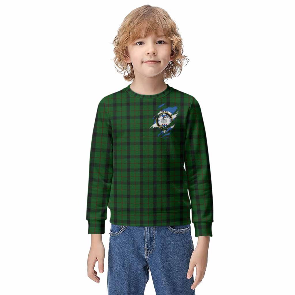 Kincaid Clan Crest In Me Tartan Kid Knitted Sweatshirt Scotland Flag Style