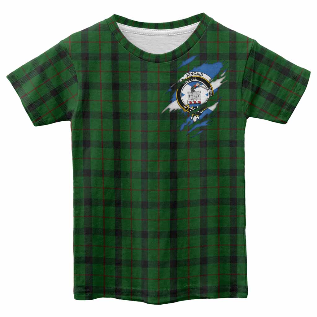 Kincaid Clan Crest In Me Tartan Kid T-shirt Scotland Flag Style