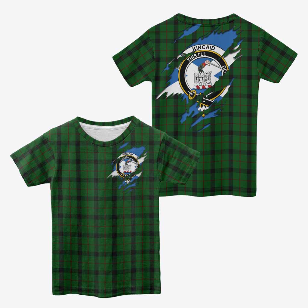 Kincaid Clan Crest In Me Tartan Kid T-shirt Scotland Flag Style