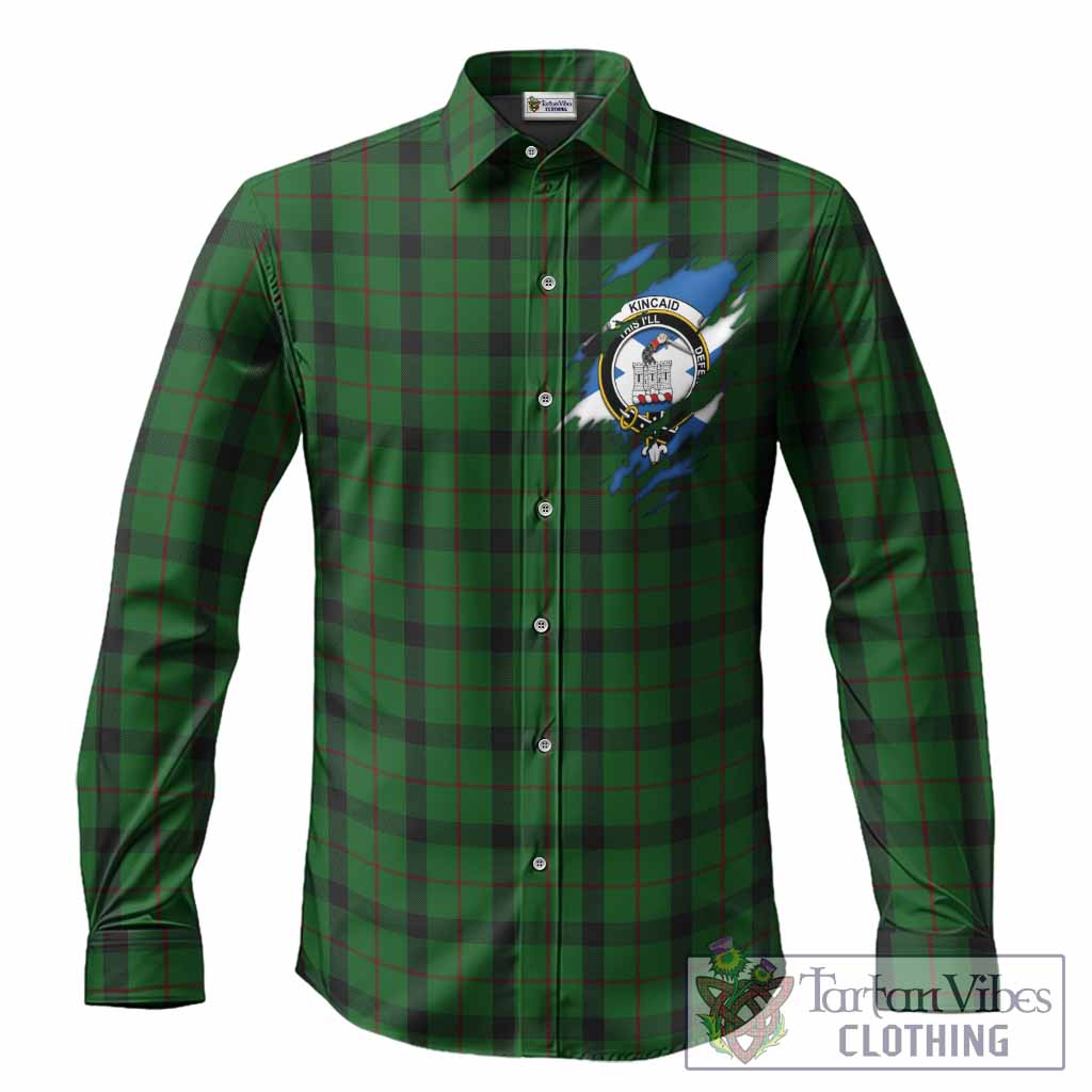 Kincaid Clan Crest In Me Tartan Long Sleeve Button Shirts Scotland Flag Style