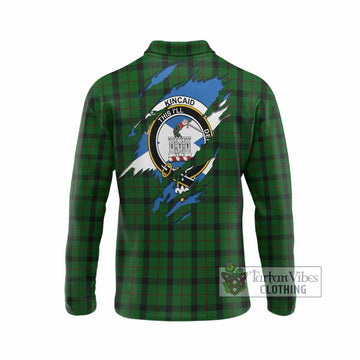 Kincaid Clan Crest In Me Tartan Long Sleeve Polo Shirt Scotland Flag Style