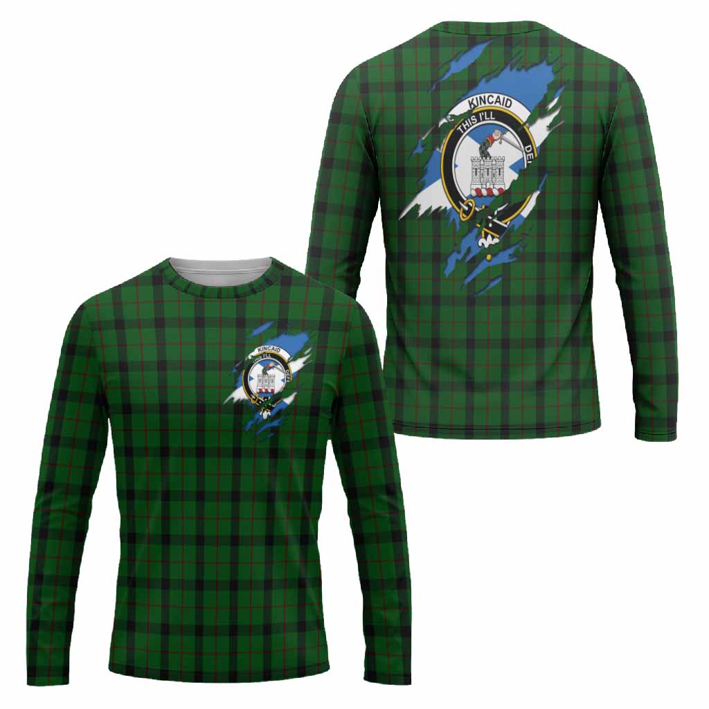 Kincaid Clan Crest In Me Tartan Long Sleeve T-Shirt Scotland Flag Style