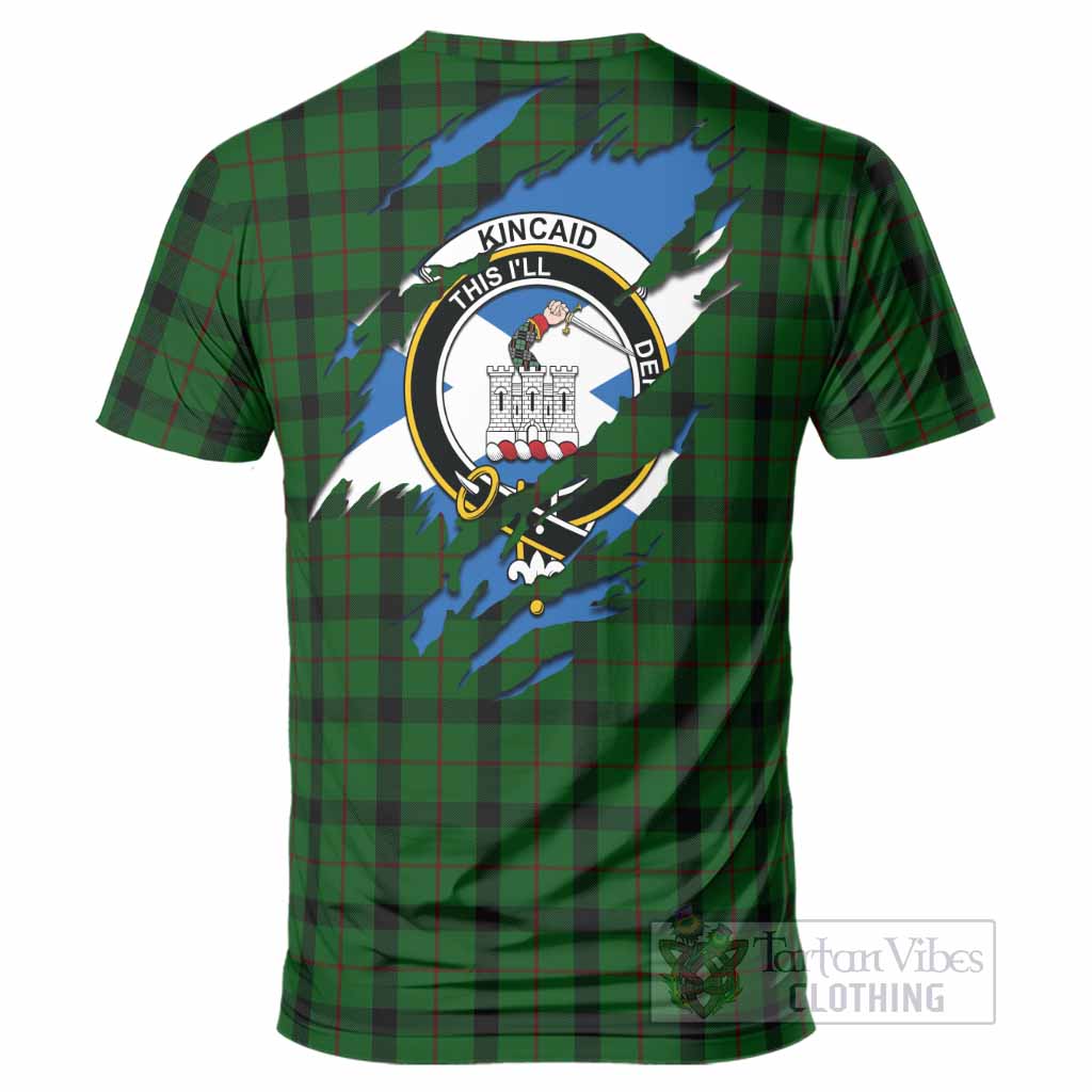 Kincaid Clan Crest In Me Tartan T-Shirt Scotland Flag Style
