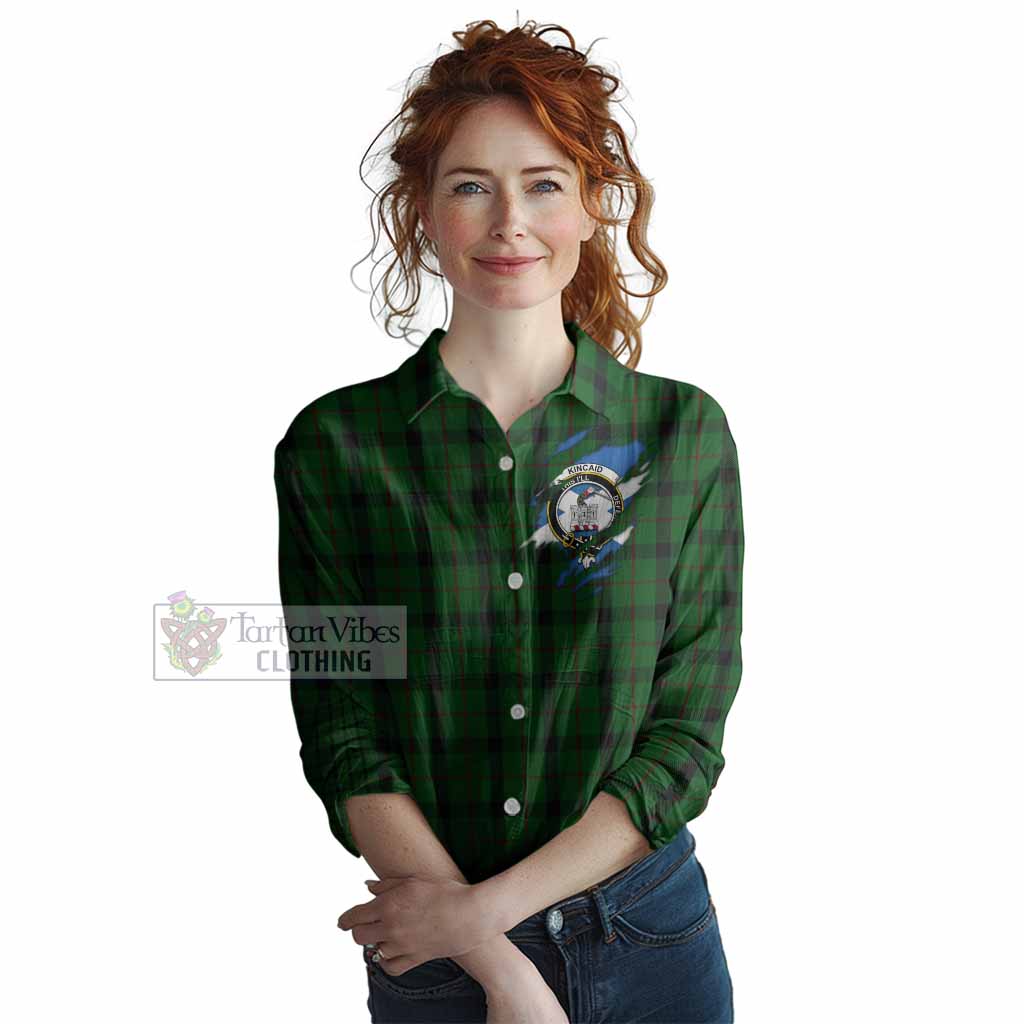 Kincaid Clan Crest In Me Tartan Women Casual Shirt Scotland Flag Style