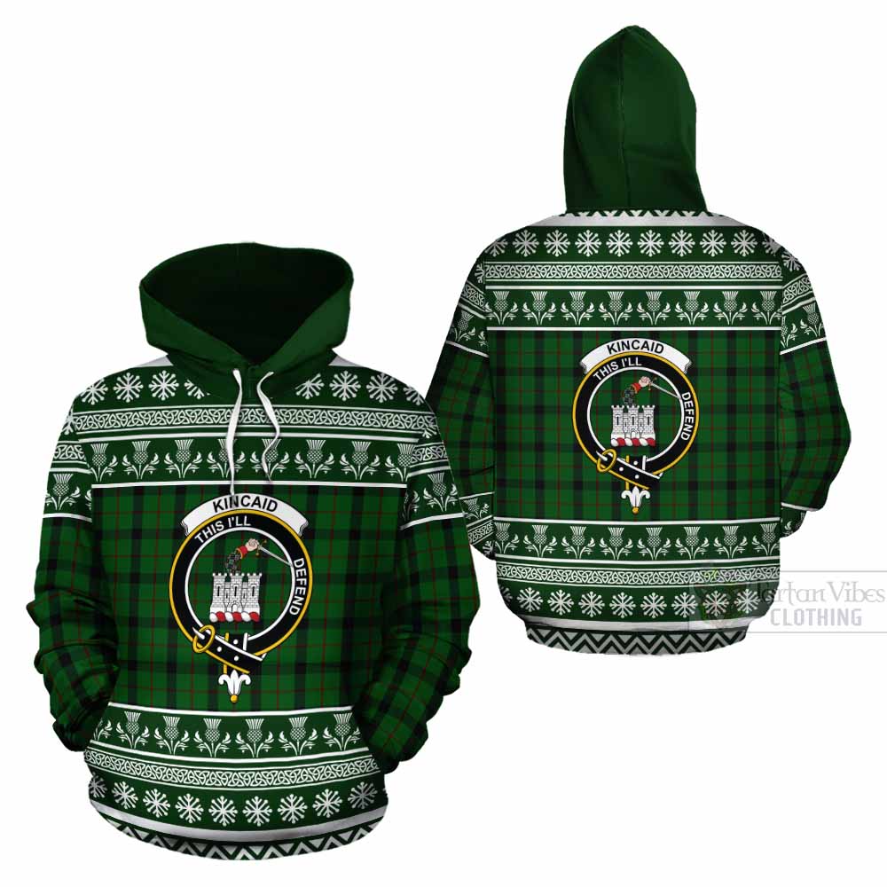 Kincaid Clan Tartan Christmas Cotton Hoodie with Family Crest - Tartan Vibes Clothing