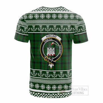 Kincaid Clan Tartan Christmas Cotton T-shirt with Family Crest