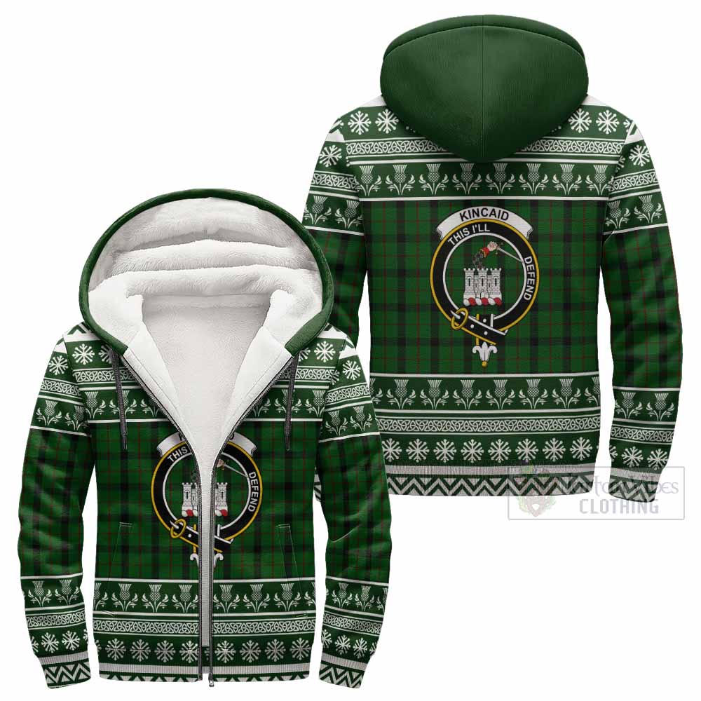 Kincaid Clan Tartan Christmas Fleece Hoodie with Family Crest - Tartan Vibes Clothing
