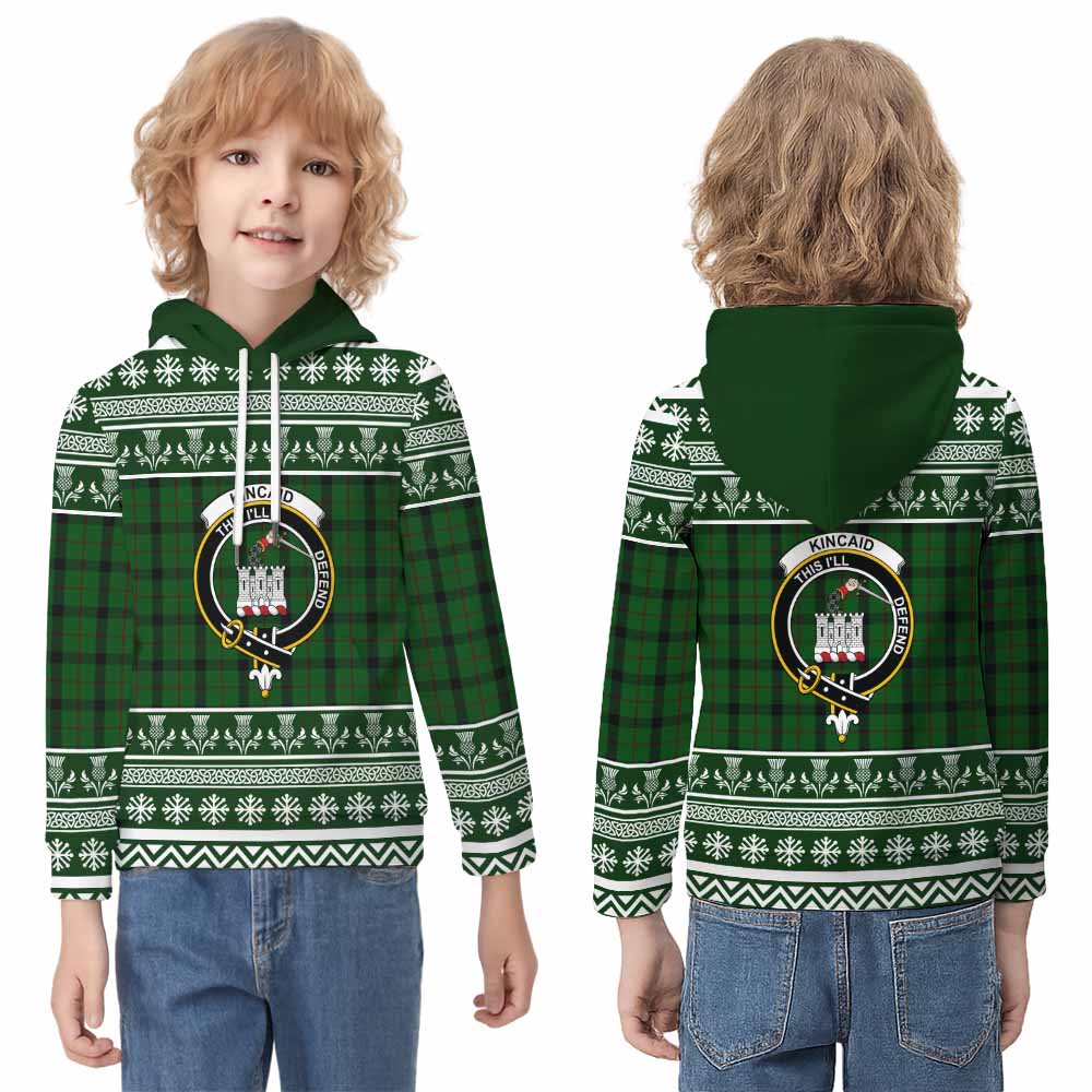 Kincaid Clan Tartan Christmas Kid Hoodie with Family Crest - Tartan Vibes Clothing
