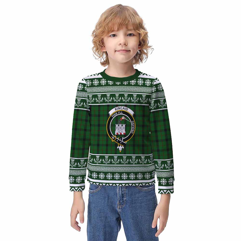 Kincaid Clan Tartan Christmas Kid Ugly Sweatshirt with Family Crest - Tartan Vibes Clothing