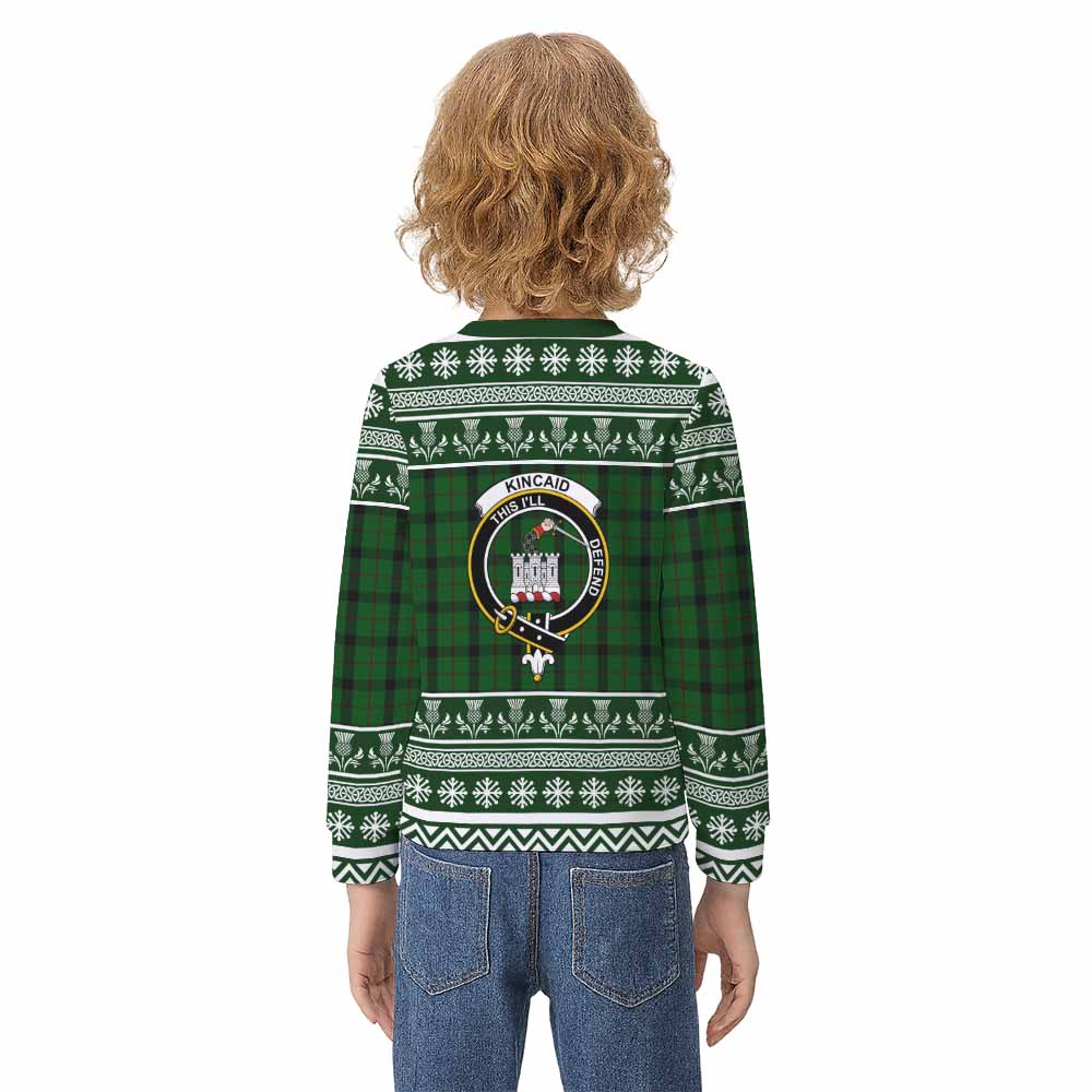 Kincaid Clan Tartan Christmas Kid Ugly Sweatshirt with Family Crest - Tartan Vibes Clothing