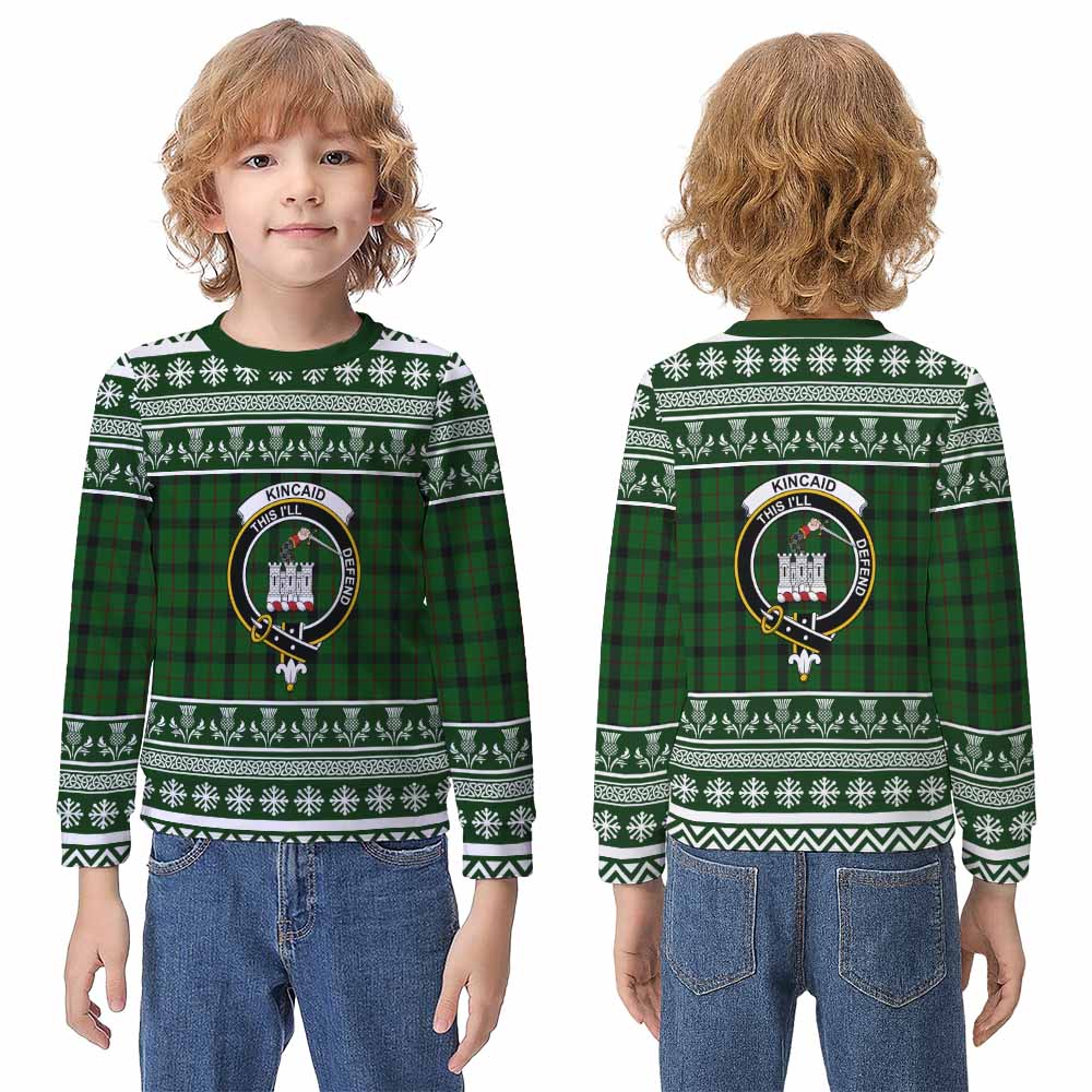 Kincaid Clan Tartan Christmas Kid Ugly Sweatshirt with Family Crest - Tartan Vibes Clothing
