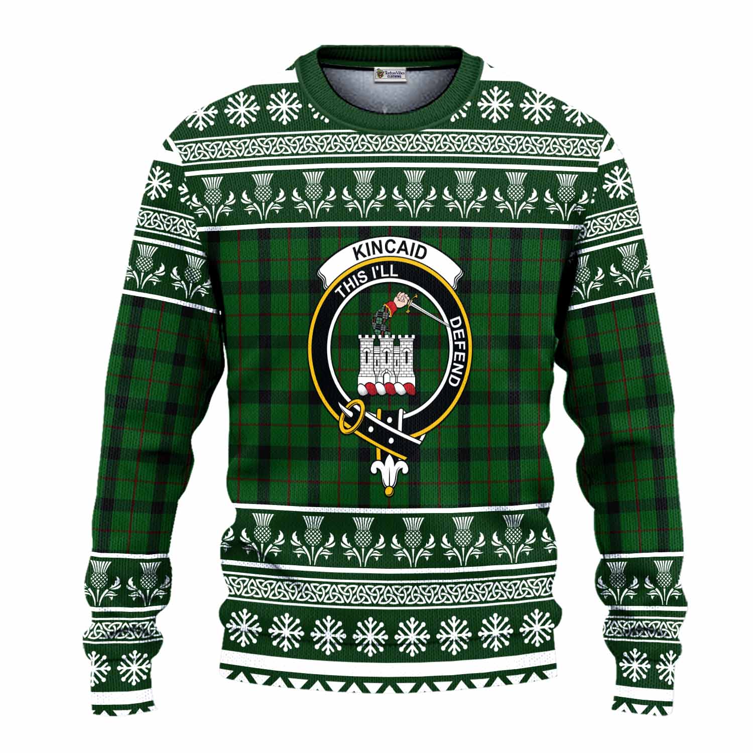 Kincaid Clan Tartan Christmas Ugly Sweater with Family Crest - Tartan Vibes Clothing