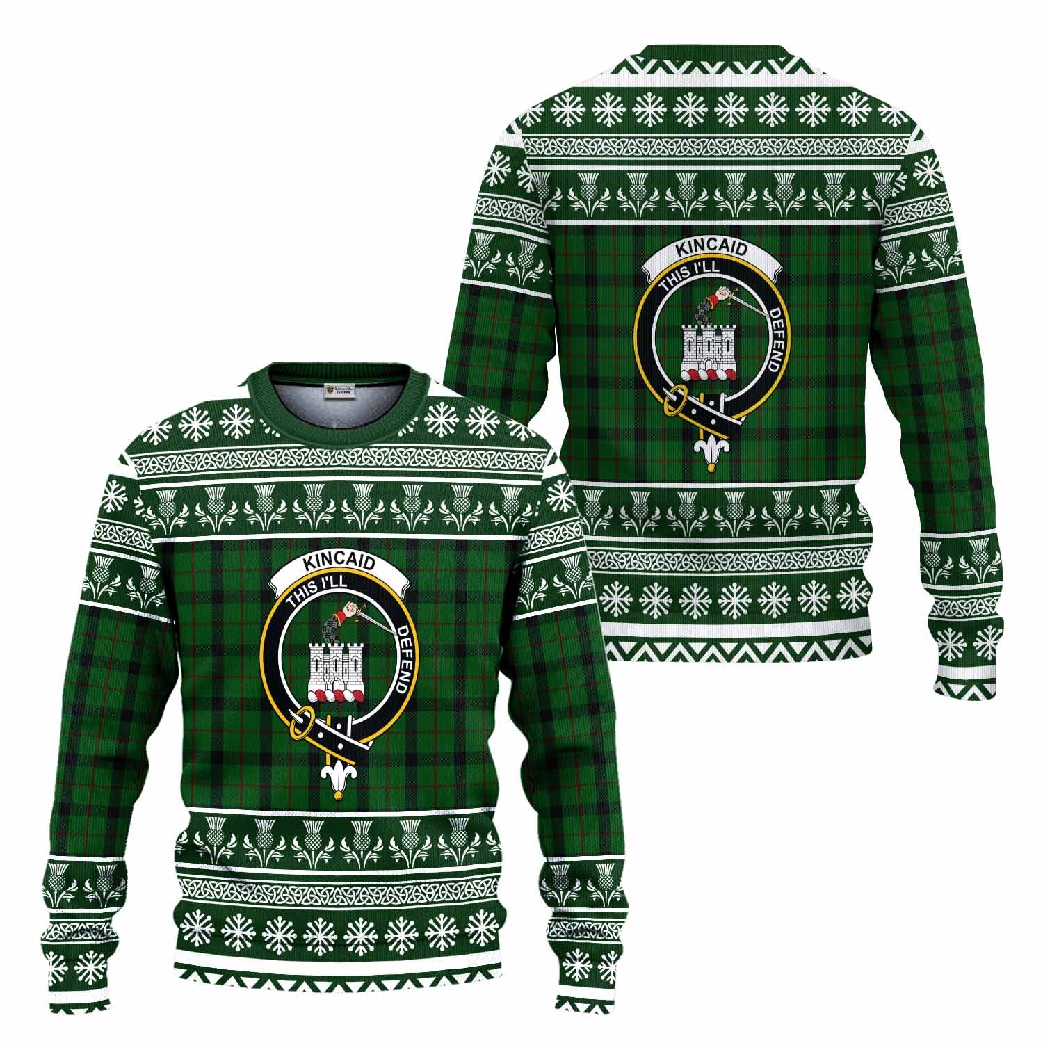 Kincaid Clan Tartan Christmas Ugly Sweater with Family Crest - Tartan Vibes Clothing