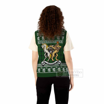 Kincaid Clan Tartan Crest Christmas Knitted V-Neck Vest Coat of Arms Funny Style - Tartan Vibes Clothing