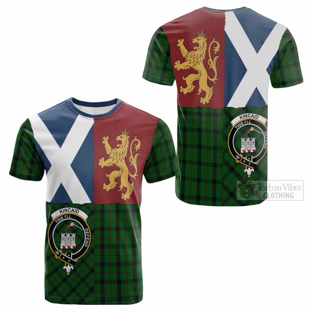 Kincaid Crest Tartan Cotton T-shirt with Lion Rampant Saltire Style - Tartan Vibes Clothing