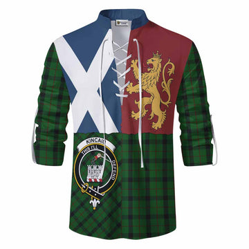 Kincaid Crest Tartan Ghillie Shirt with Lion Rampant Saltire Style