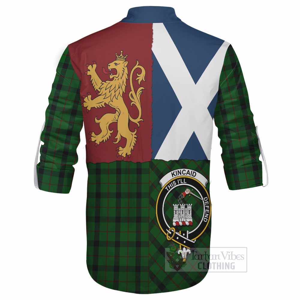 Kincaid Crest Tartan Ghillie Shirt with Lion Rampant Saltire Style - Tartan Vibes Clothing