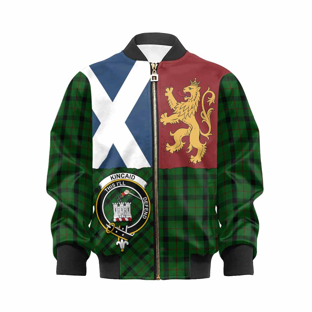 Kincaid Crest Tartan Kid Bomber Jacket with Lion Rampant Saltire Style - Tartan Vibes Clothing