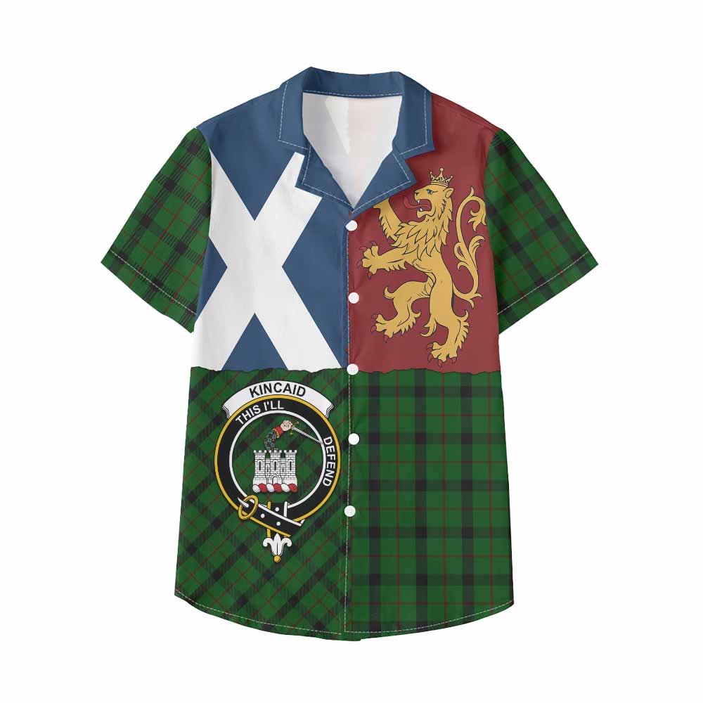 Kincaid Crest Tartan Kid Hawaiian Shirt with Lion Rampant Saltire Style - Tartan Vibes Clothing