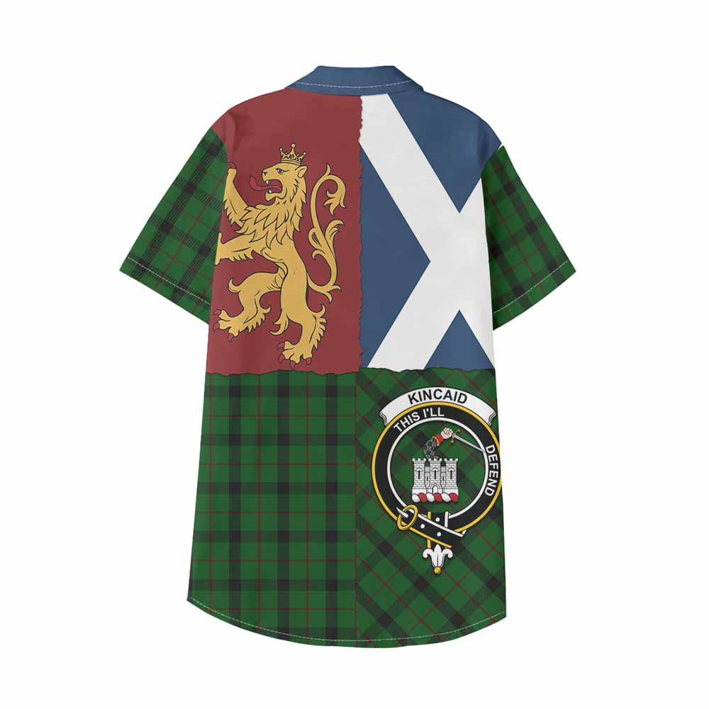 Kincaid Crest Tartan Kid Hawaiian Shirt with Lion Rampant Saltire Style - Tartan Vibes Clothing