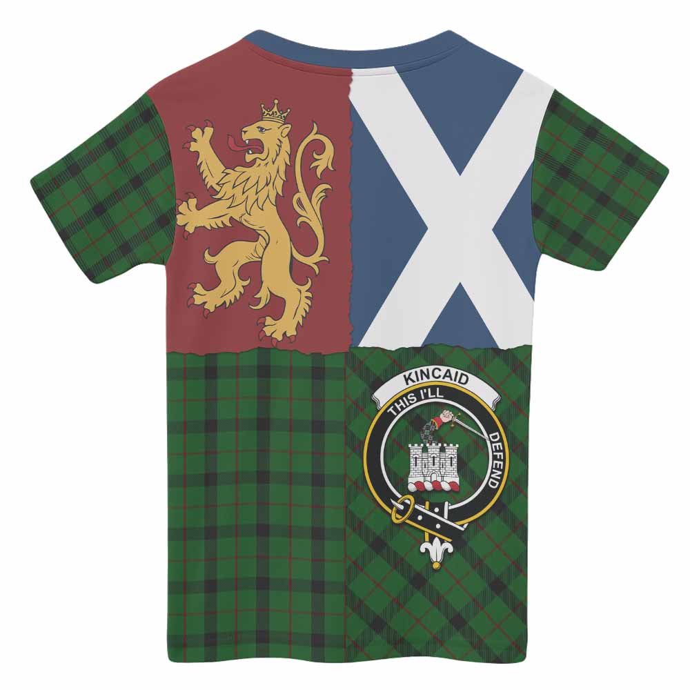 Kincaid Crest Tartan Kid T-shirt with Lion Rampant Saltire Style - Tartan Vibes Clothing
