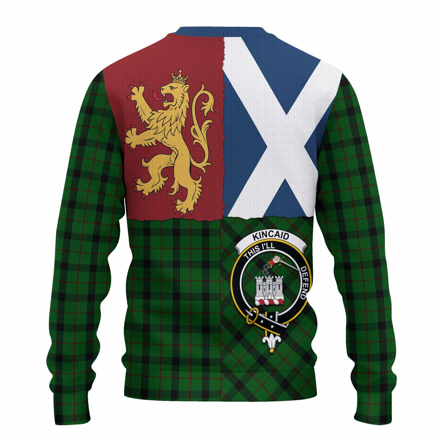 Kincaid Crest Tartan Knitted Sweater with Lion Rampant Saltire Style