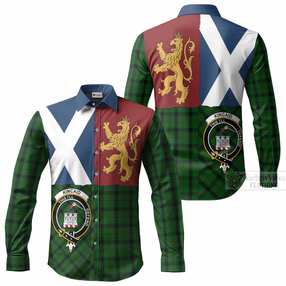 Kincaid Crest Tartan Long Sleeve Button Shirts with Lion Rampant Saltire Style