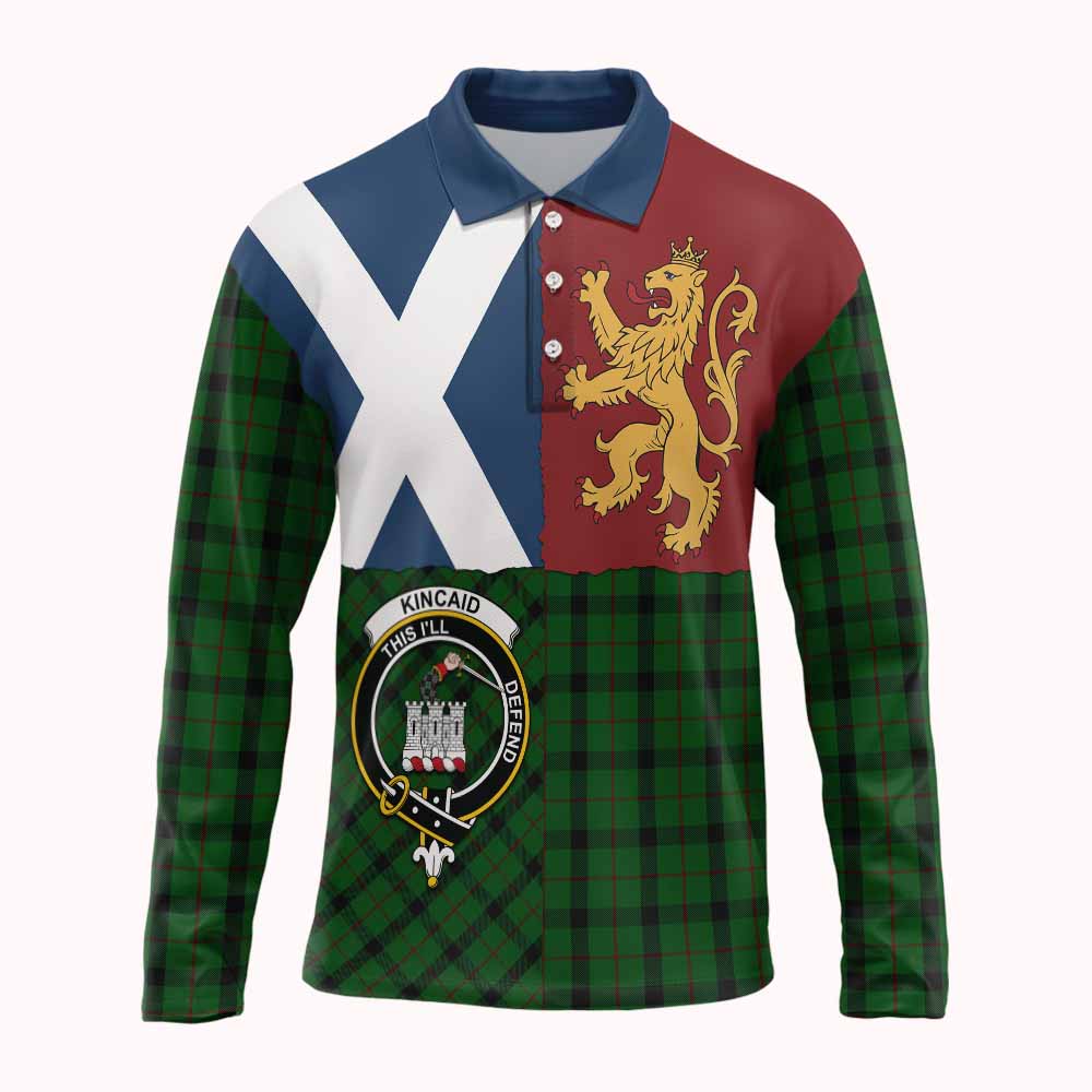 Kincaid Crest Tartan Long Sleeve Polo Shirt with Lion Rampant Saltire Style