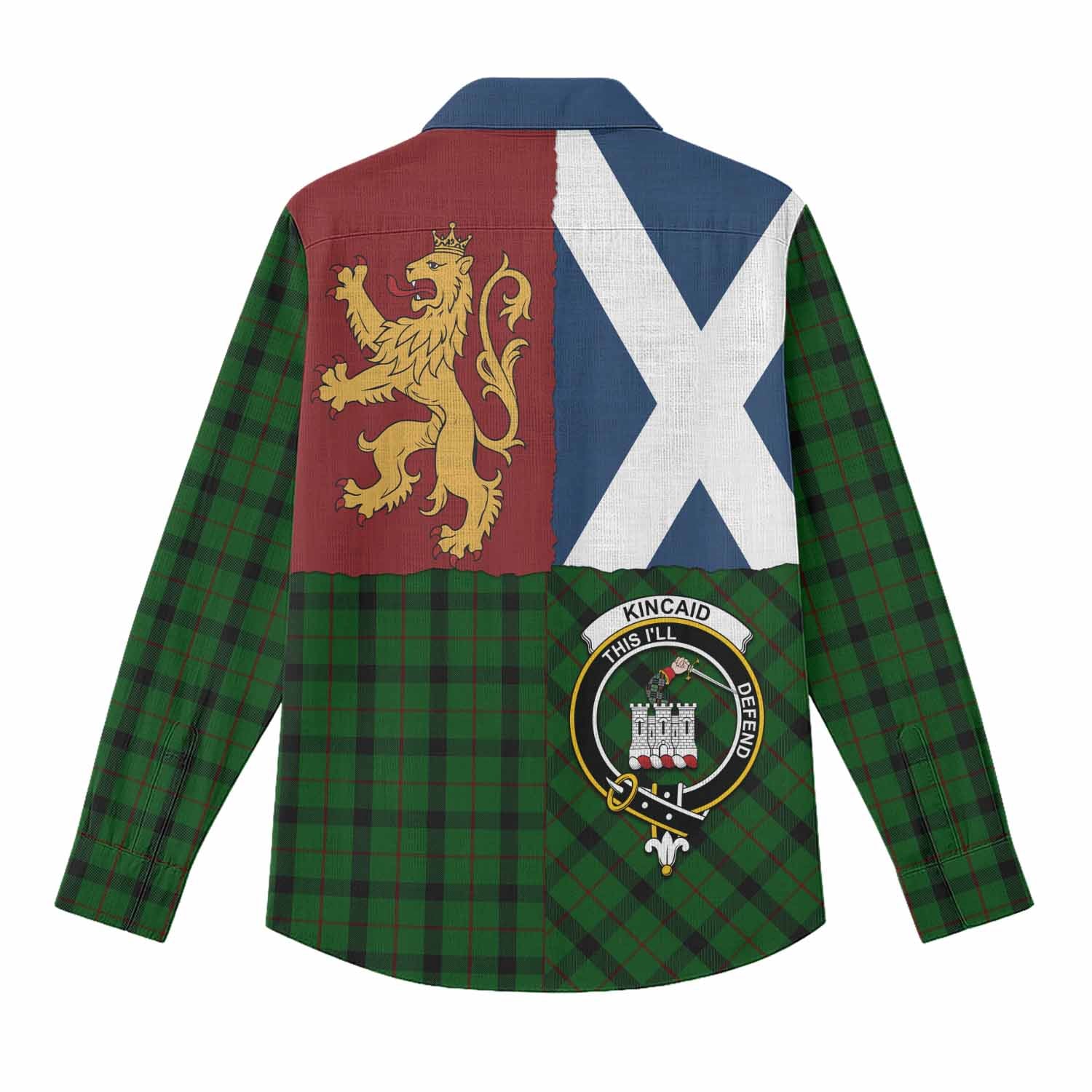 Kincaid Crest Tartan Women Casual Shirt with Lion Rampant Saltire Style