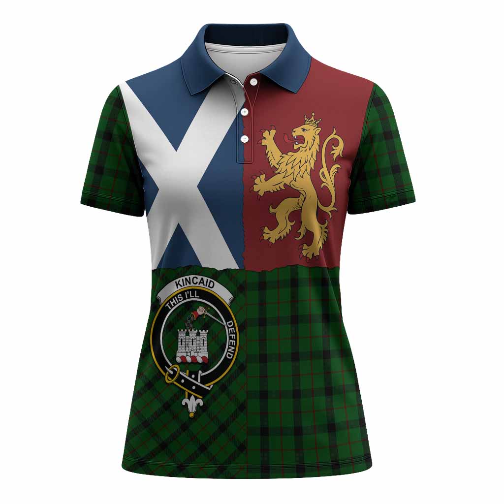 Kincaid Crest Tartan Women Polo Shirt with Lion Rampant Saltire Style