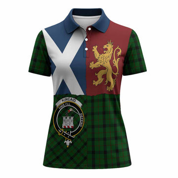 Kincaid Crest Tartan Women Polo Shirt with Lion Rampant Saltire Style