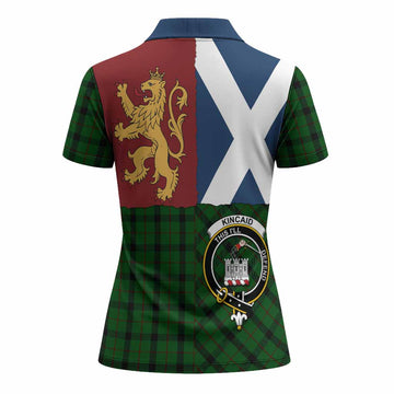 Kincaid Crest Tartan Women Polo Shirt with Lion Rampant Saltire Style