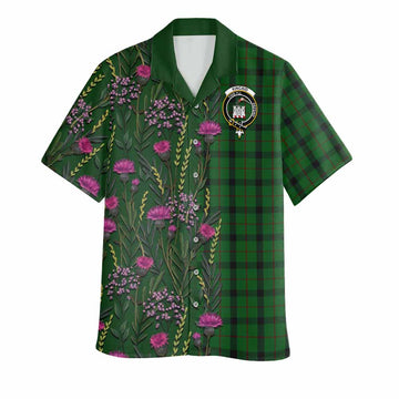 Kincaid Family Crest Tartan Hawaiian Shirt Scottish Thistle Flower Pattern Half Style - Tartan Vibes Clothing