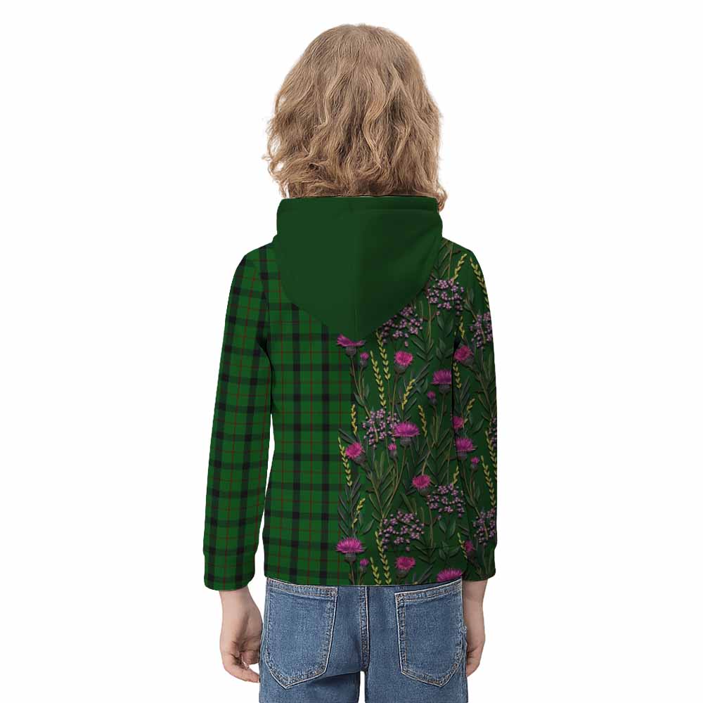 Kincaid Family Crest Tartan Kid Hoodie Scottish Thistle Flower Pattern Half Style - Tartan Vibes Clothing