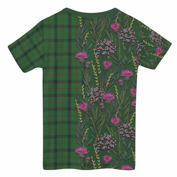 Kincaid Family Crest Tartan Kid T-shirt Scottish Thistle Flower Pattern Half Style - Tartan Vibes Clothing