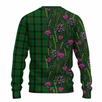 Kincaid Family Crest Tartan Knitted Sweater Scottish Thistle Flower Pattern Half Style - Tartan Vibes Clothing