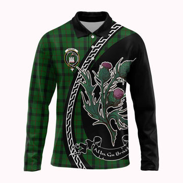 Kincaid Family Crest Tartan Long Sleeve Polo Shirt Alba Thistle Inspired