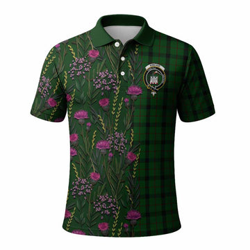 Kincaid Family Crest Tartan Polo Shirt Scottish Thistle Flower Pattern Half Style