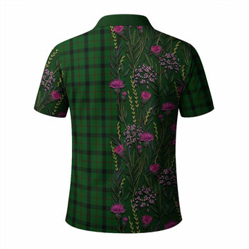 Kincaid Family Crest Tartan Polo Shirt Scottish Thistle Flower Pattern Half Style