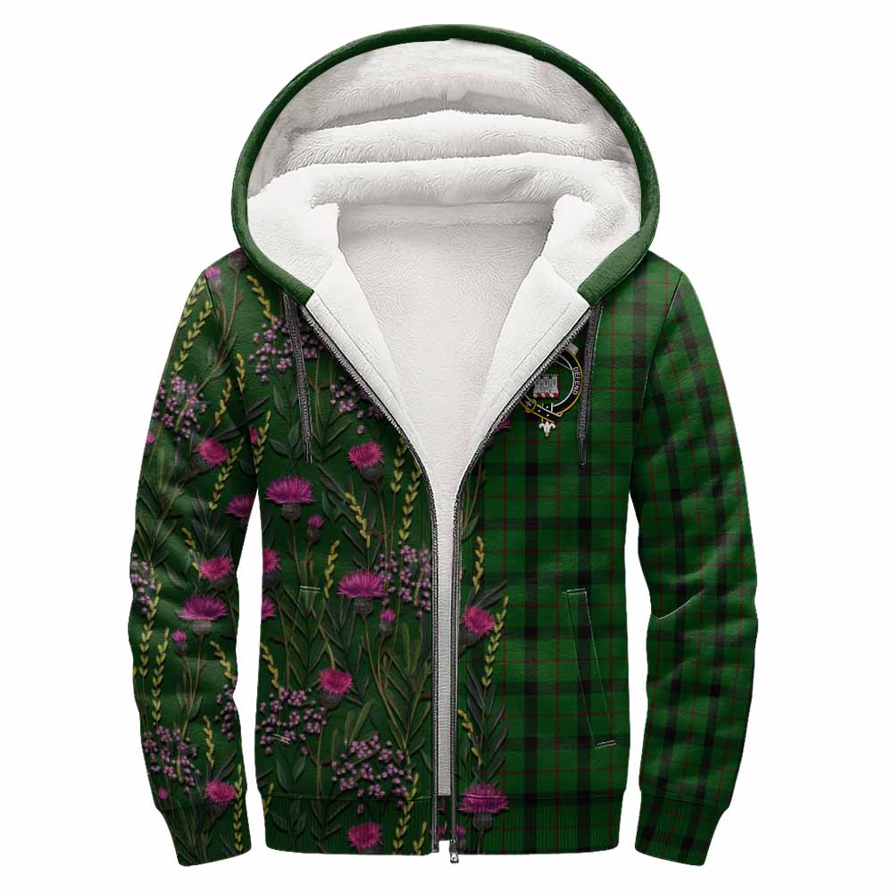 Kincaid Family Crest Tartan Sherpa Hoodie Scottish Thistle Flower Pattern Half Style - Tartan Vibes Clothing