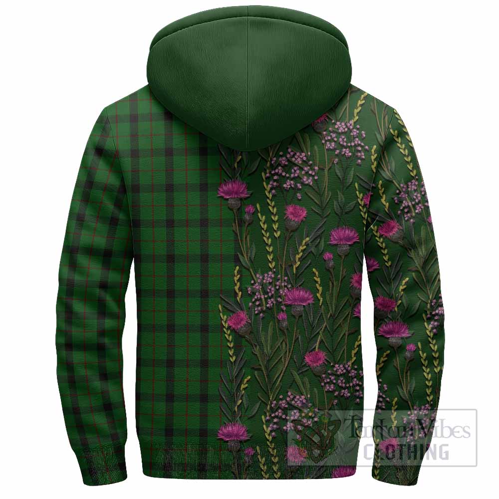 Kincaid Family Crest Tartan Sherpa Hoodie Scottish Thistle Flower Pattern Half Style - Tartan Vibes Clothing