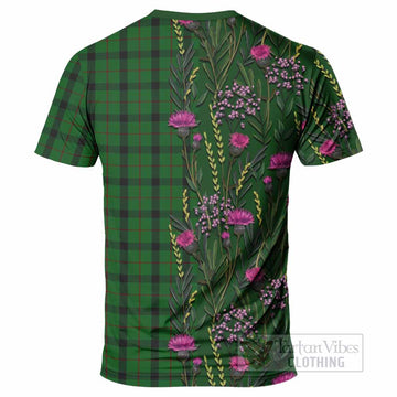 Kincaid Family Crest Tartan T-Shirt Scottish Thistle Flower Pattern Half Style - Tartan Vibes Clothing